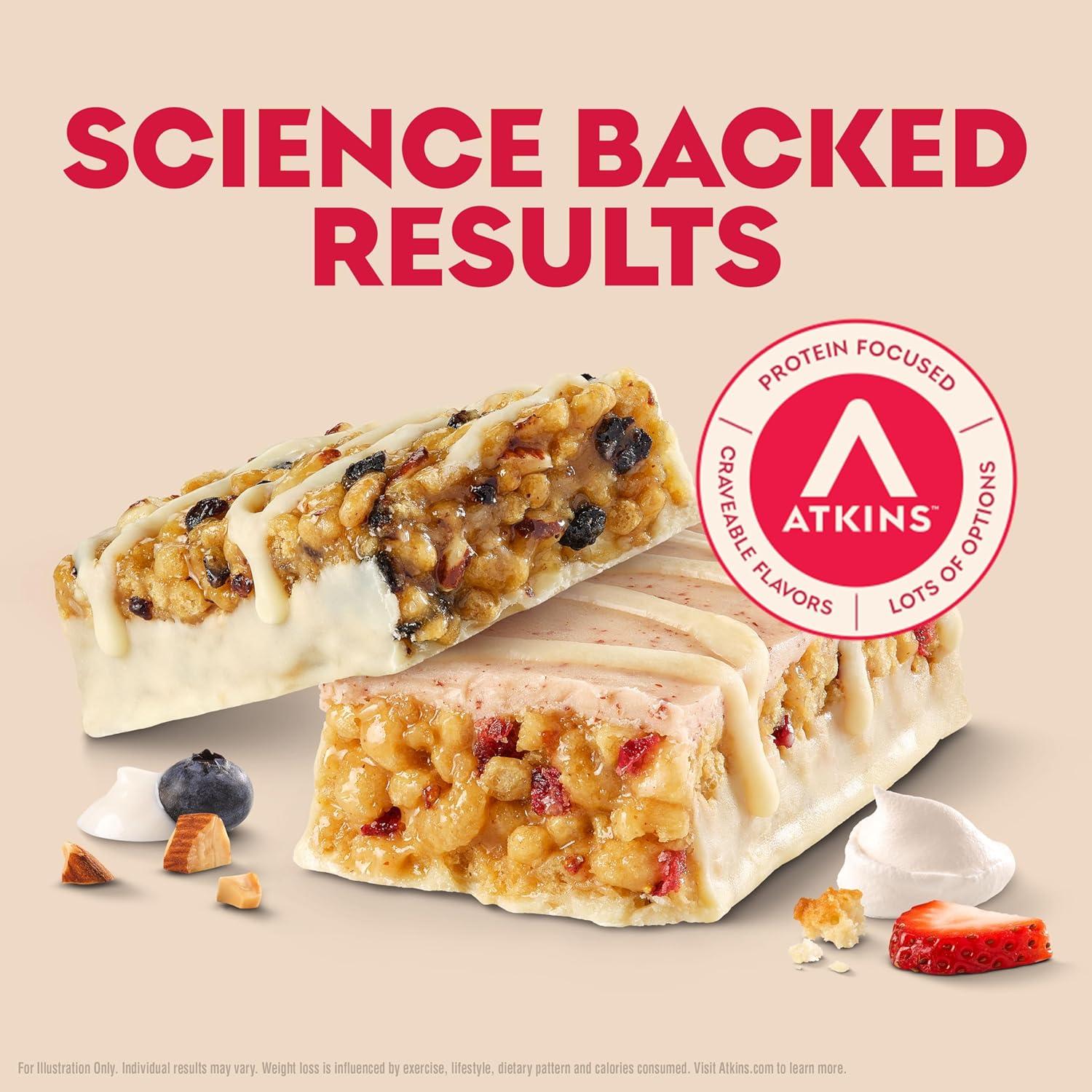 image:imageAtkins Blueberry Greek Yogurt amp Strawberry Shortcake High Protein Bar High Fiber Keto Friendly 12 Count 6 Bars Each FlavorSnack Food Bar
