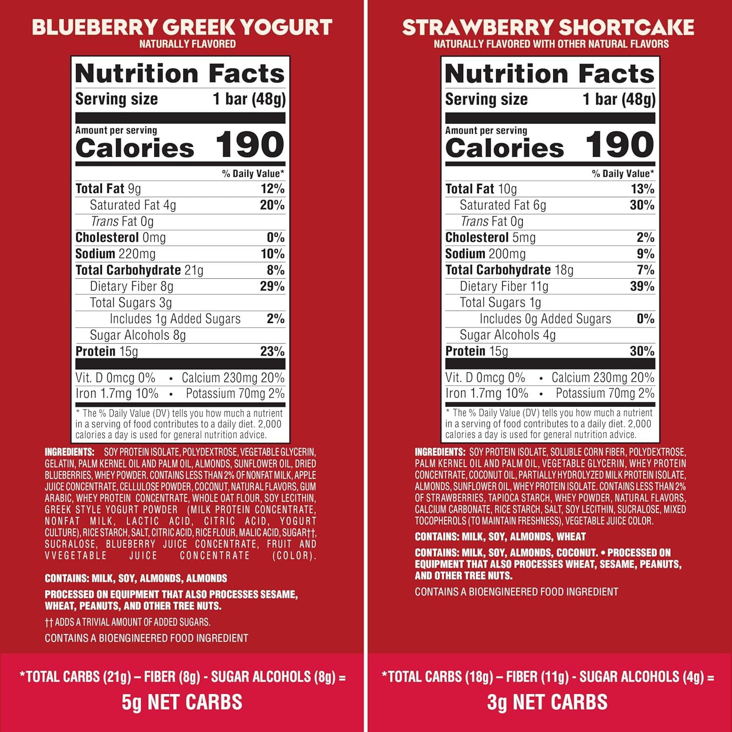 image:imageAtkins Blueberry Greek Yogurt amp Strawberry Shortcake High Protein Bar High Fiber Keto Friendly 12 Count 6 Bars Each FlavorSnack Food Bar