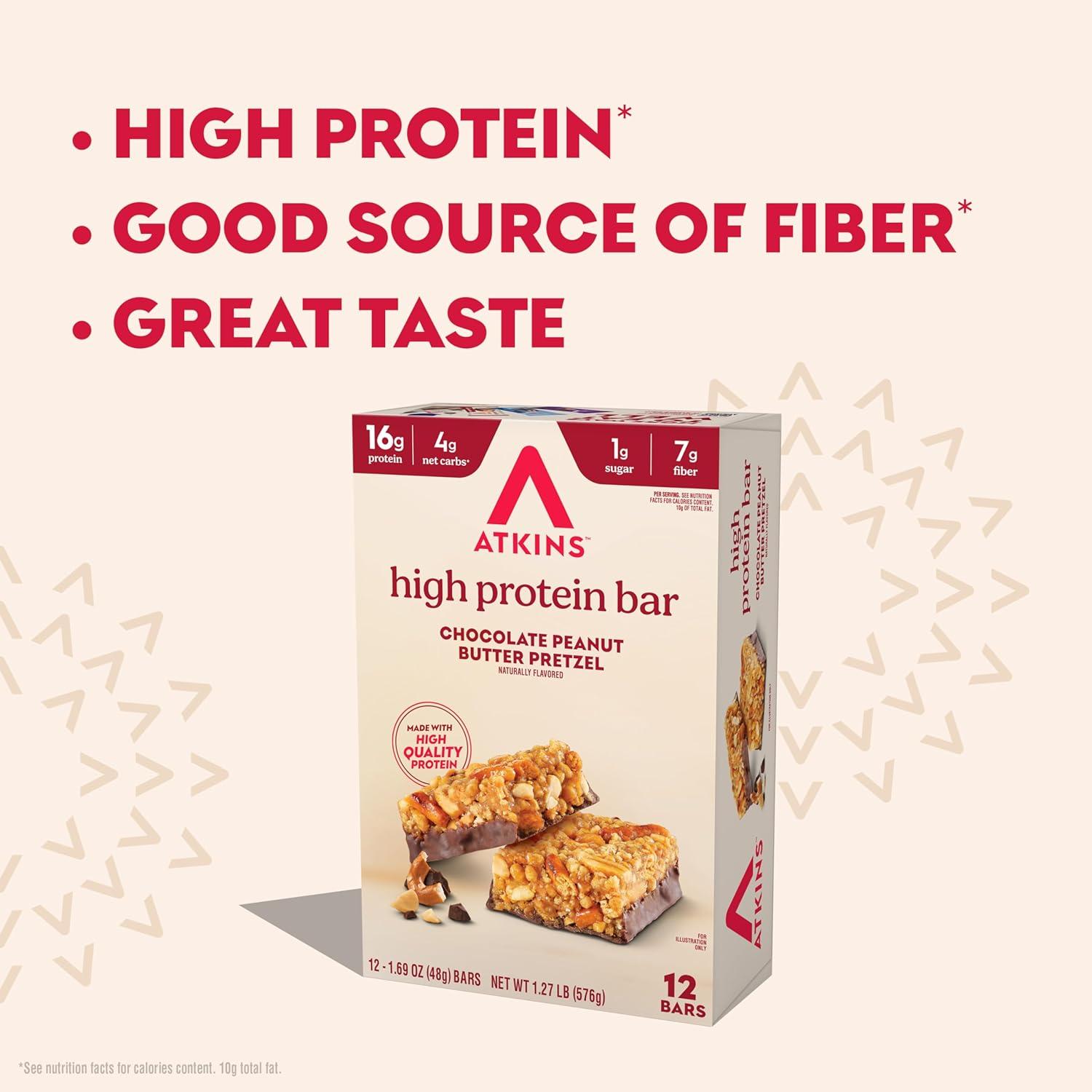 image:imageAtkins Blueberry Greek Yogurt amp Strawberry Shortcake High Protein Bar High Fiber Keto Friendly 12 Count 6 Bars Each FlavorSnack Food Bar