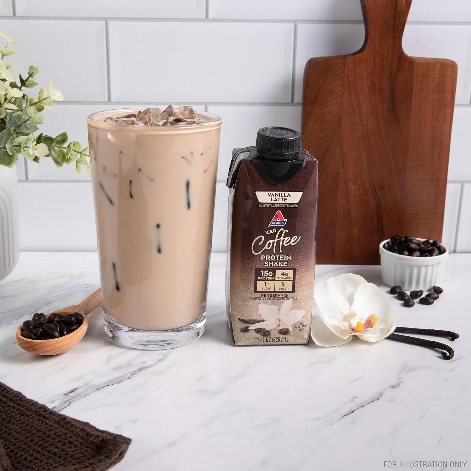 image:imageAtkins Chai Tea Latte Flavored Protein Shake High Protein Shake Low Glycemic Low Carb Low Sugar Keto Friendly Gluten Free Ready to Drink Protein Shake 12 count 3 sets of 4Vanilla Latte
