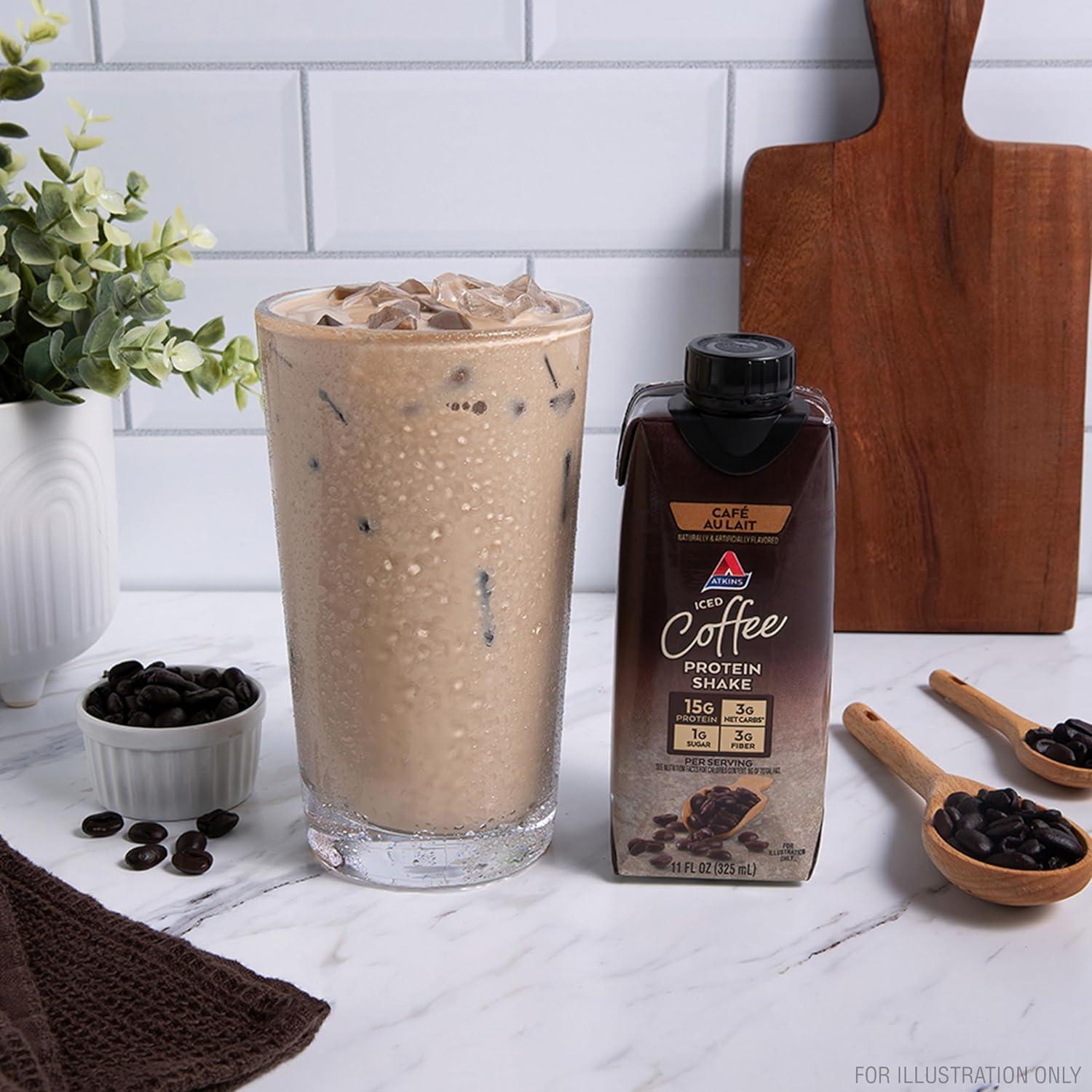 image:imageAtkins Chai Tea Latte Flavored Protein Shake High Protein Shake Low Glycemic Low Carb Low Sugar Keto Friendly Gluten Free Ready to Drink Protein Shake 12 count 3 sets of 4Caf Au Lait