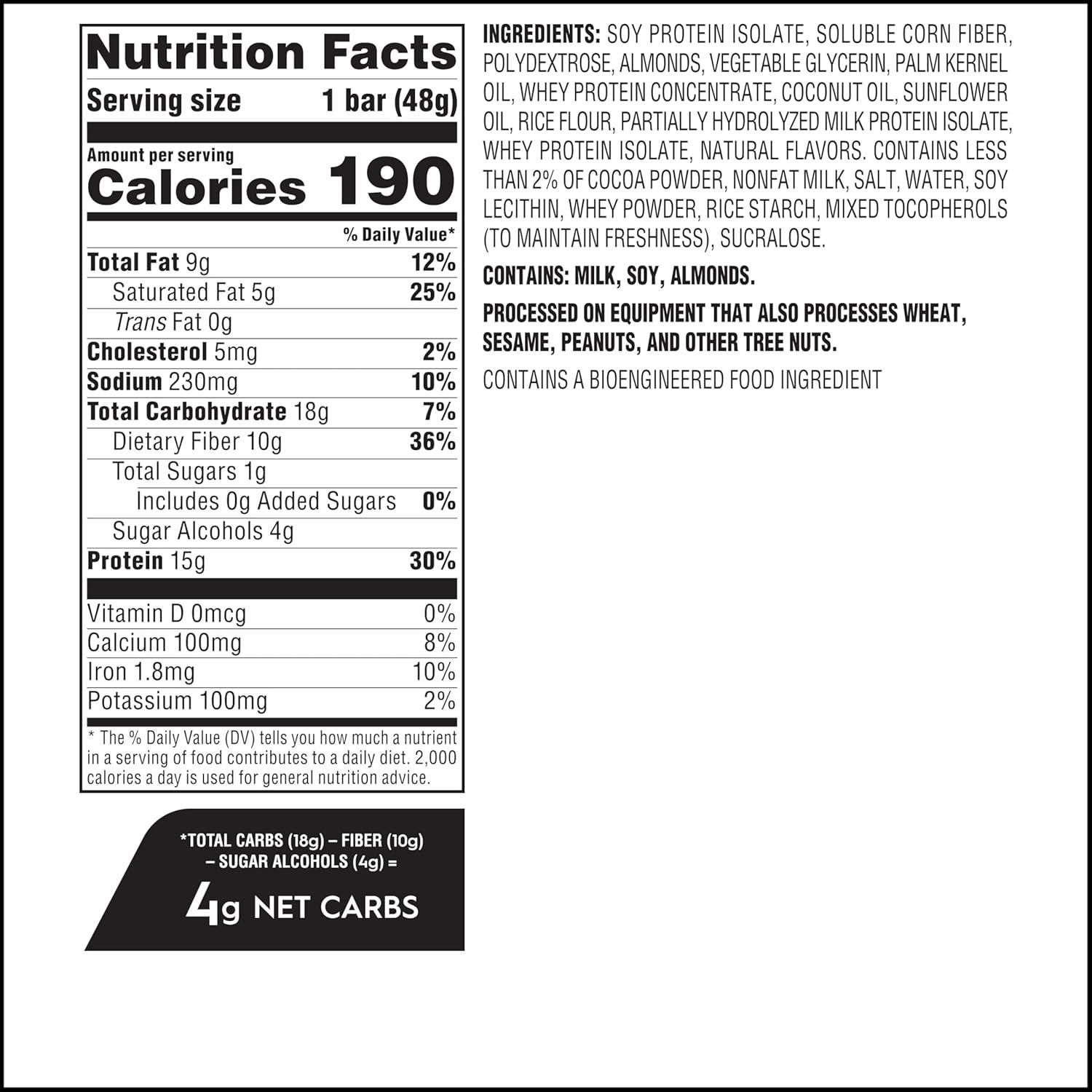 image:imageAtkins Chocolate Almond Caramel High Protein Bars Keto Snacks 15g Protein 3g Net Carbs 1g Sugar Gluten Free Protein Bars High Fiber Snacks Low Sugar 4 Count Pack of 6Chocolate Caramel Almond