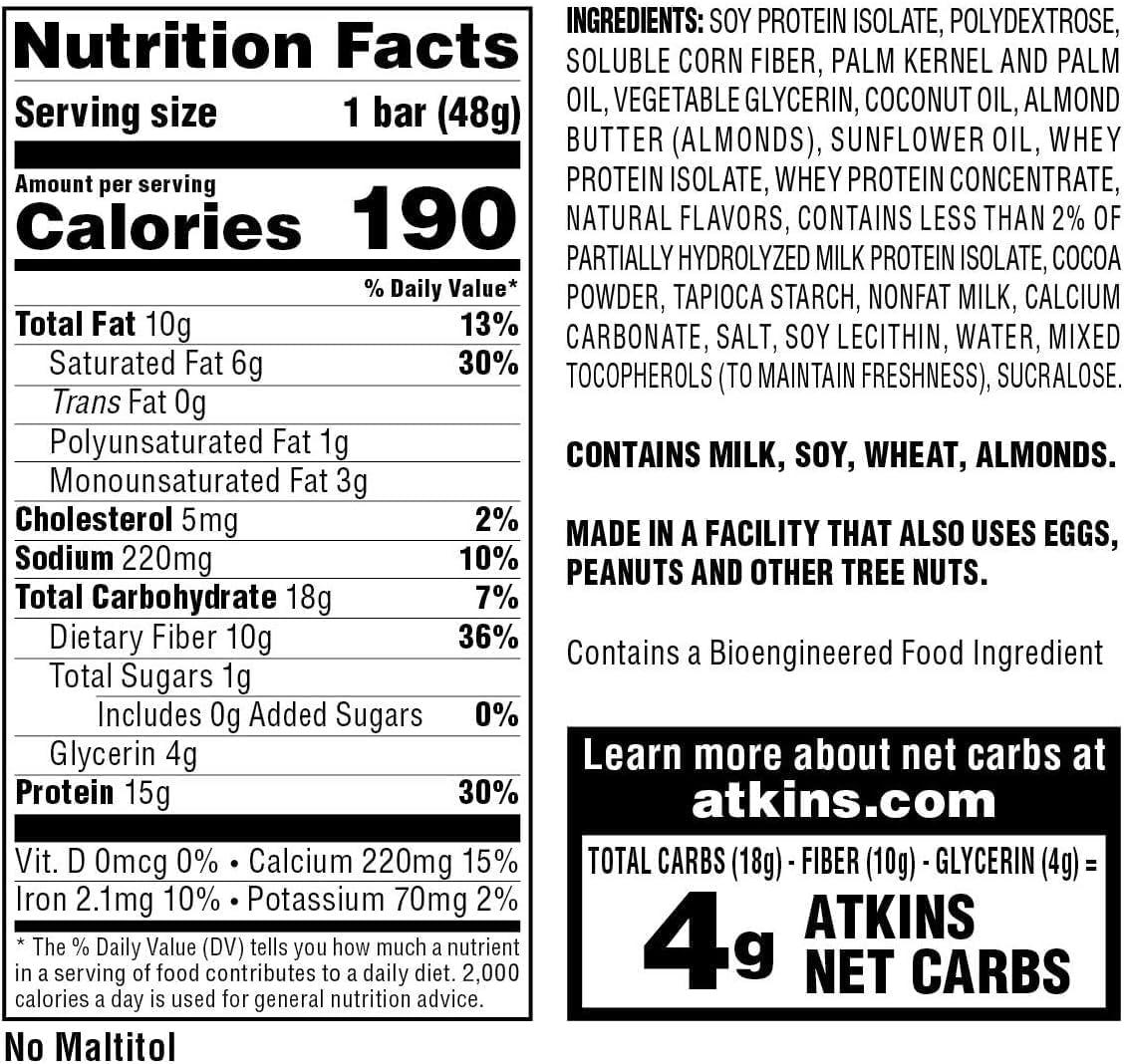 image:imageAtkins Chocolate Almond Caramel High Protein Bars Keto Snacks 15g Protein 3g Net Carbs 1g Sugar Gluten Free Protein Bars High Fiber Snacks Low Sugar 4 Count Pack of 6Smores