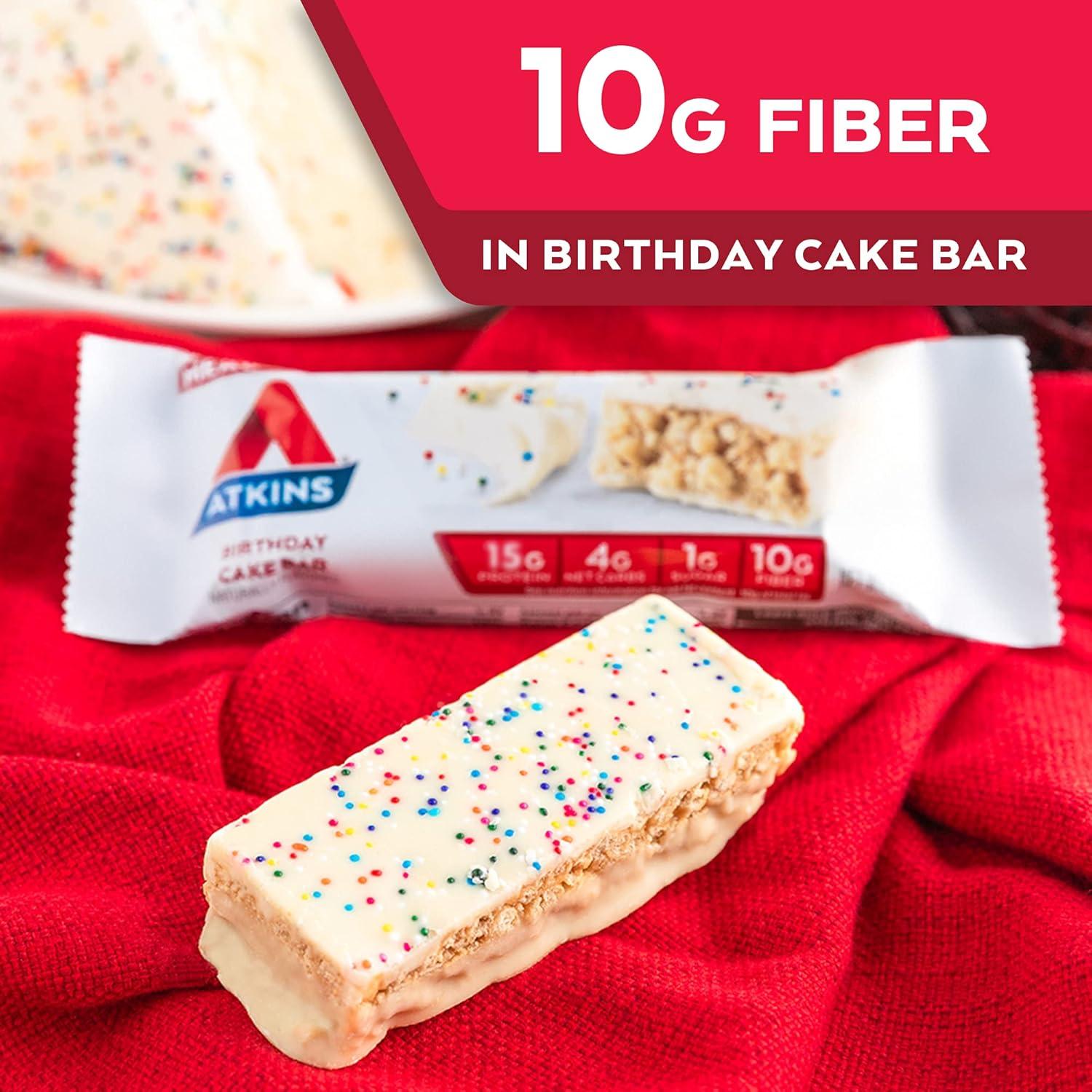 image:imageAtkins Chocolate Almond Caramel High Protein Bars Keto Snacks 15g Protein 3g Net Carbs 1g Sugar Gluten Free Protein Bars High Fiber Snacks Low Sugar 4 Count Pack of 6Birthday Cake