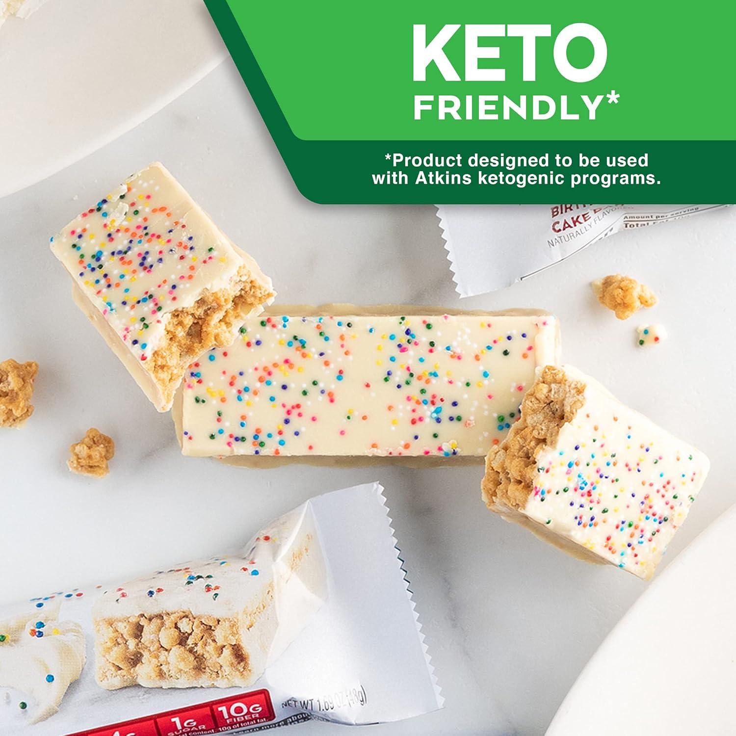 image:imageAtkins Chocolate Almond Caramel High Protein Bars Keto Snacks 15g Protein 3g Net Carbs 1g Sugar Gluten Free Protein Bars High Fiber Snacks Low Sugar 4 Count Pack of 6Birthday Cake