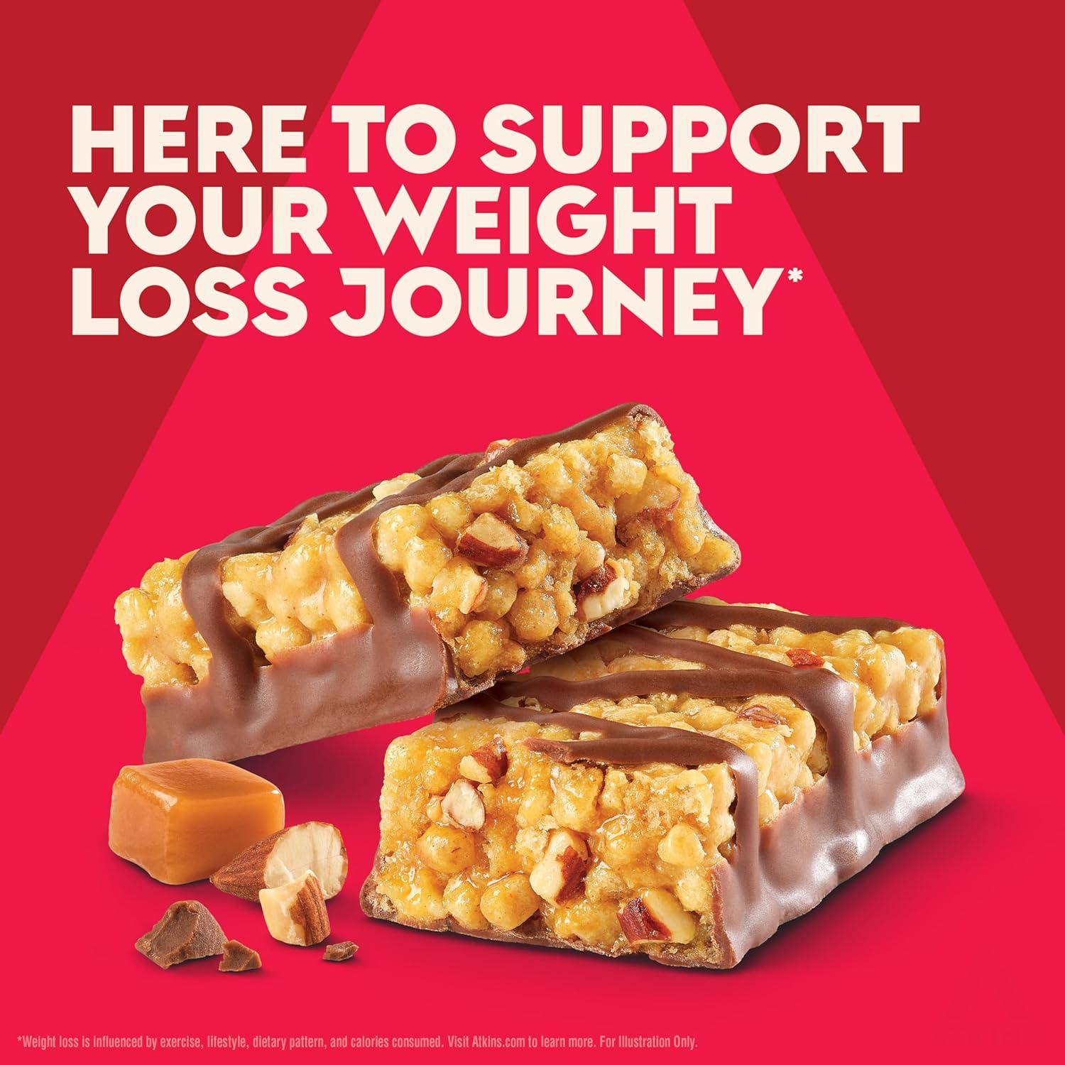 image:imageAtkins Chocolate Almond Caramel High Protein Bars Keto Snacks 15g Protein 3g Net Carbs 1g Sugar Gluten Free Protein Bars High Fiber Snacks Low Sugar 4 Count Pack of 6Chocolate Caramel Almond