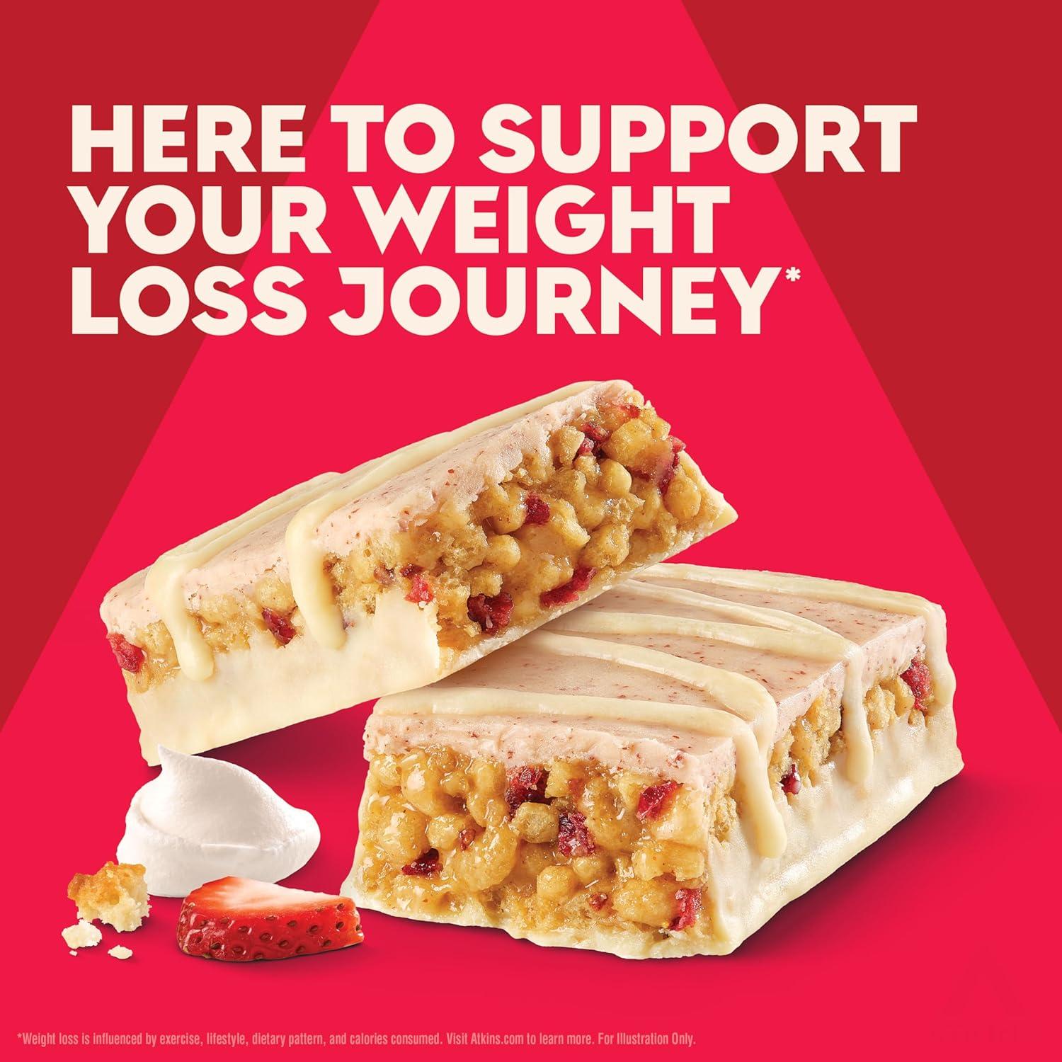 image:imageAtkins Chocolate Almond Caramel High Protein Bars Keto Snacks 15g Protein 3g Net Carbs 1g Sugar Gluten Free Protein Bars High Fiber Snacks Low Sugar 4 Count Pack of 6Strawberry Shortcake