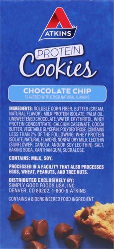 image:imageAtkins Chocolate Chip Protein Cookie Protein Dessert Rich in Fiber 3g Net Carb 1g Sugar Keto Friendly 4 CountChocolate Chip