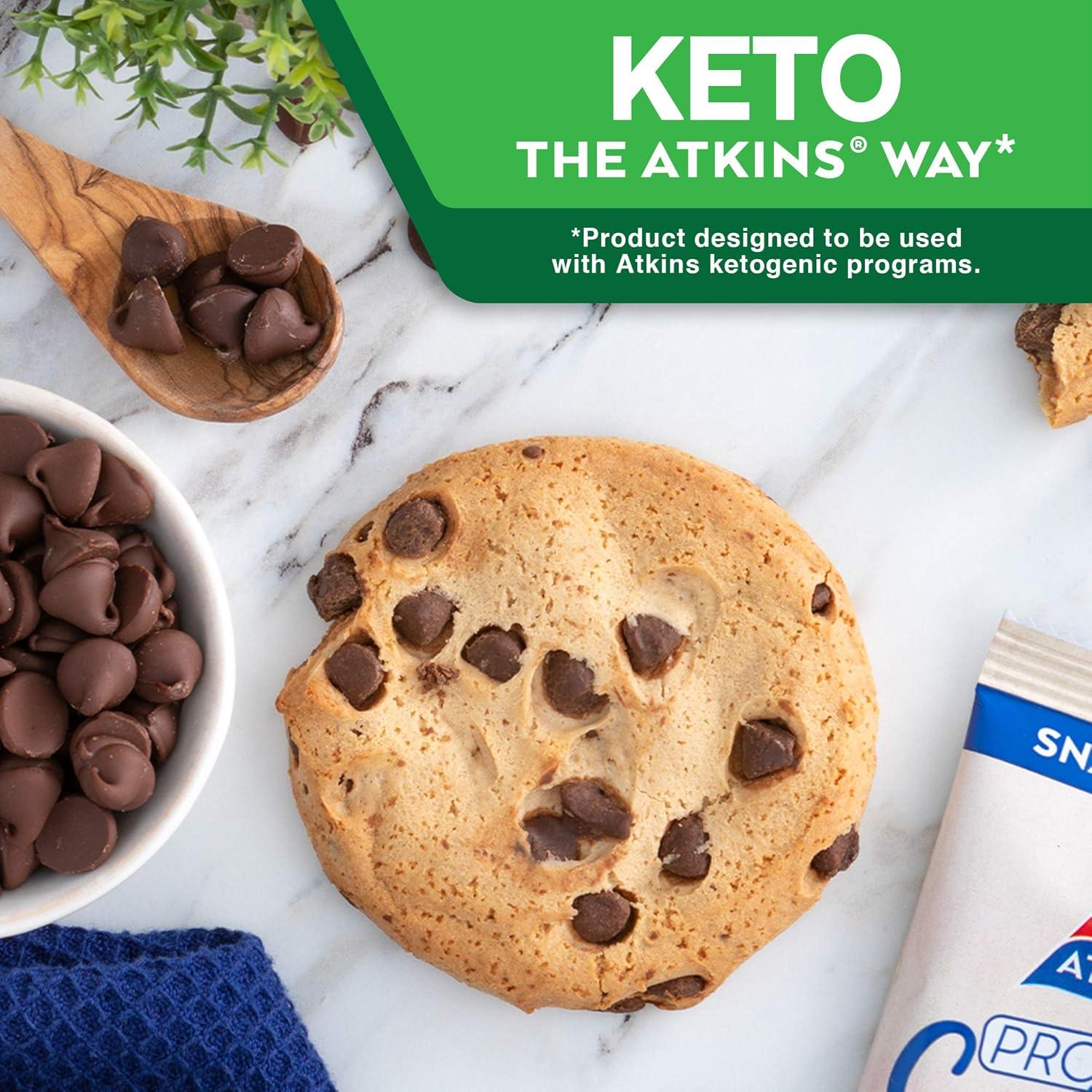 image:imageAtkins Chocolate Chip Protein Cookie Protein Dessert Rich in Fiber 3g Net Carb 1g Sugar Keto Friendly 4 CountChocolate Chip