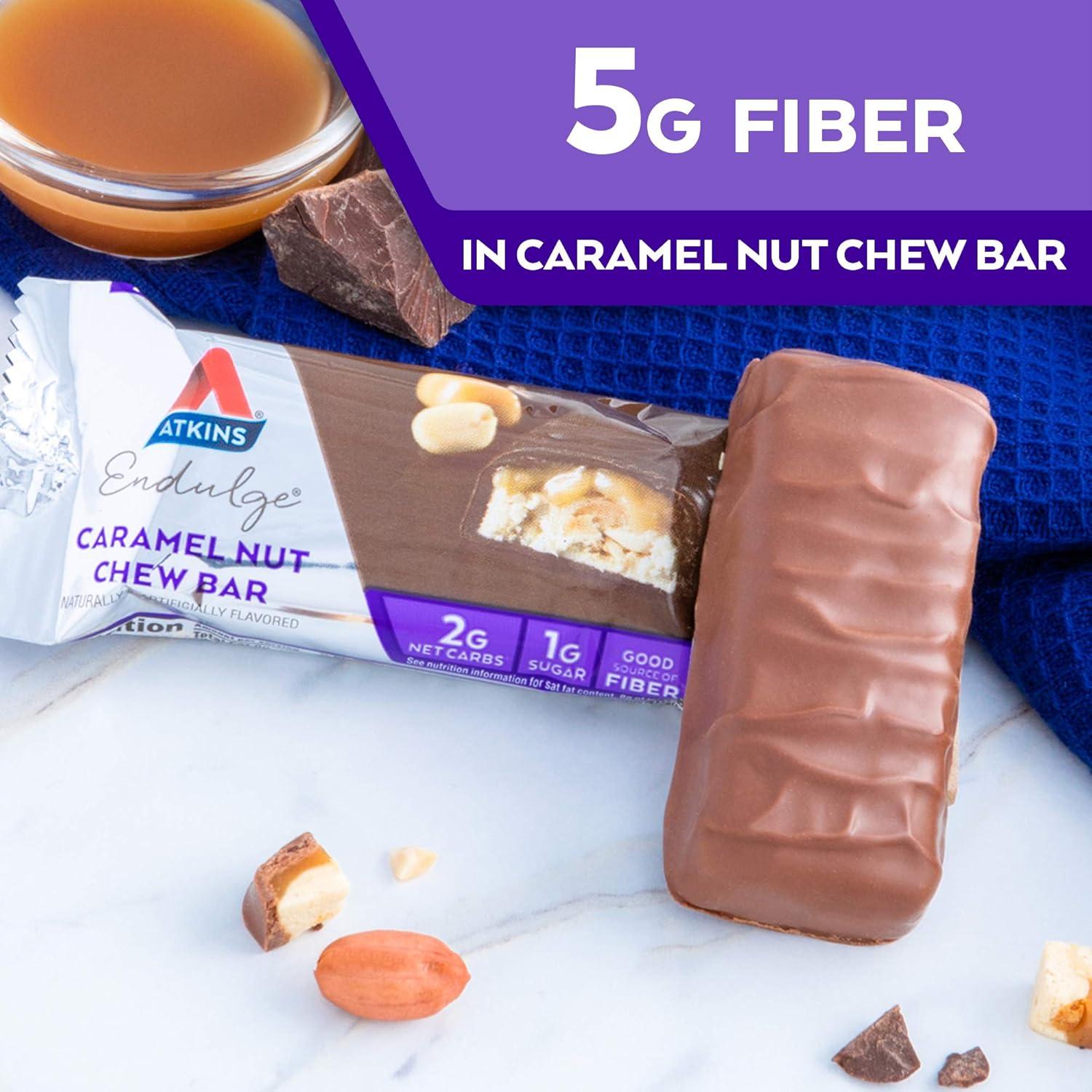 image:imageAtkins Endulge Caramel Nut Chew Bar Low Sugar Snack Dessert Bar High Fiber Bar 1g Sugar 10 Count10 Count Pack of 1