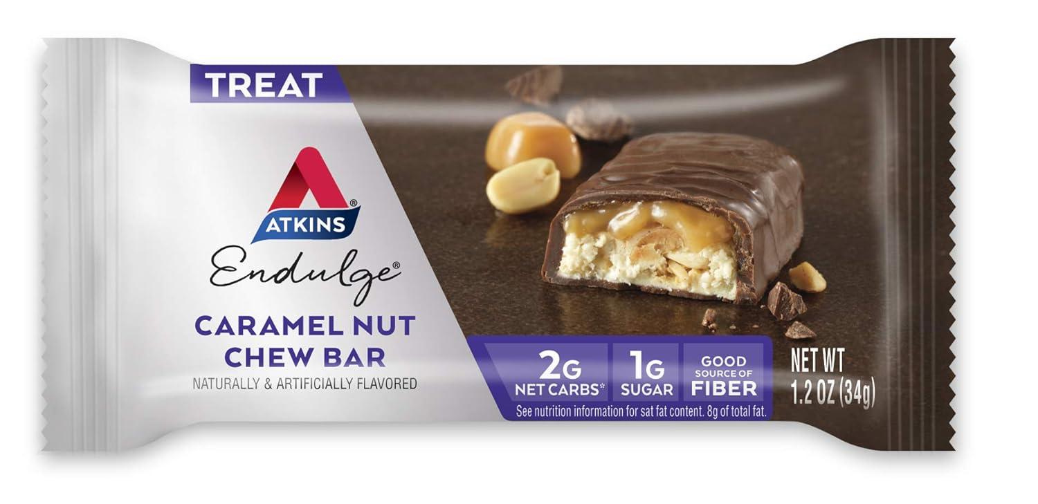 image:imageAtkins Endulge Caramel Nut Chew Bar Low Sugar Snack Dessert Bar High Fiber Bar 1g Sugar 10 Count10 Count Pack of 6