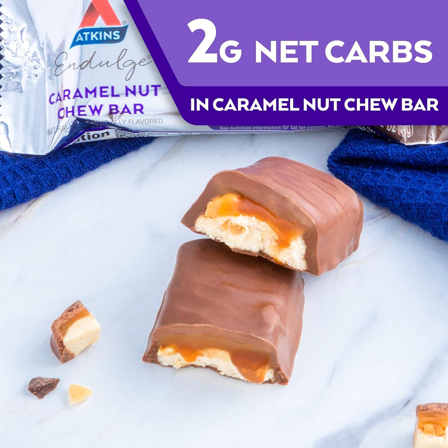 image:imageAtkins Endulge Caramel Nut Chew Bar Low Sugar Snack Dessert Bar High Fiber Bar 1g Sugar 10 Count10 Count Pack of 6