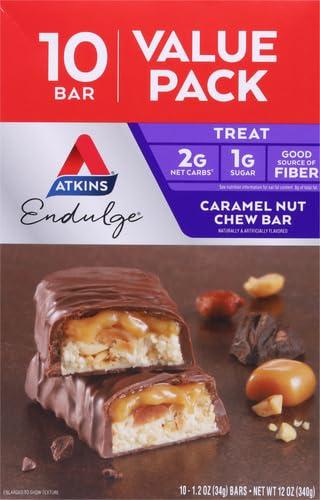image:imageAtkins Endulge Caramel Nut Chew Bar Low Sugar Snack Dessert Bar High Fiber Bar 1g Sugar 10 Count10 Count Pack of 6