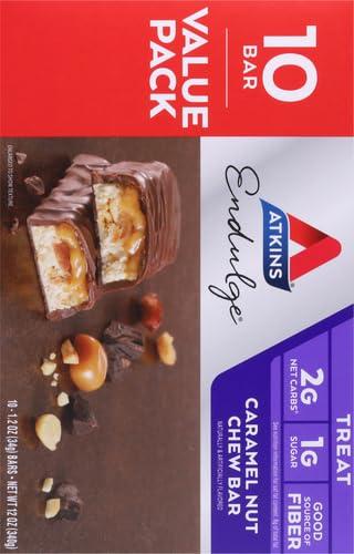 image:imageAtkins Endulge Caramel Nut Chew Bar Low Sugar Snack Dessert Bar High Fiber Bar 1g Sugar 10 Count10 Count Pack of 6