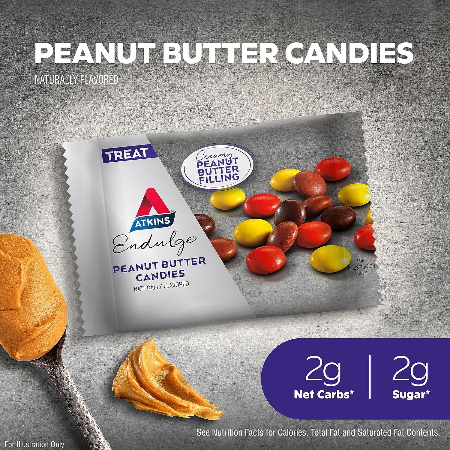 image:imageAtkins Endulge Treat Peanut Butter Candies 2g Net Carbs 2g Sugar Creamy Peanut Butter Filling Low Carb Low Sugar 4 Packs 5 Count EachPeanut Butter Candies