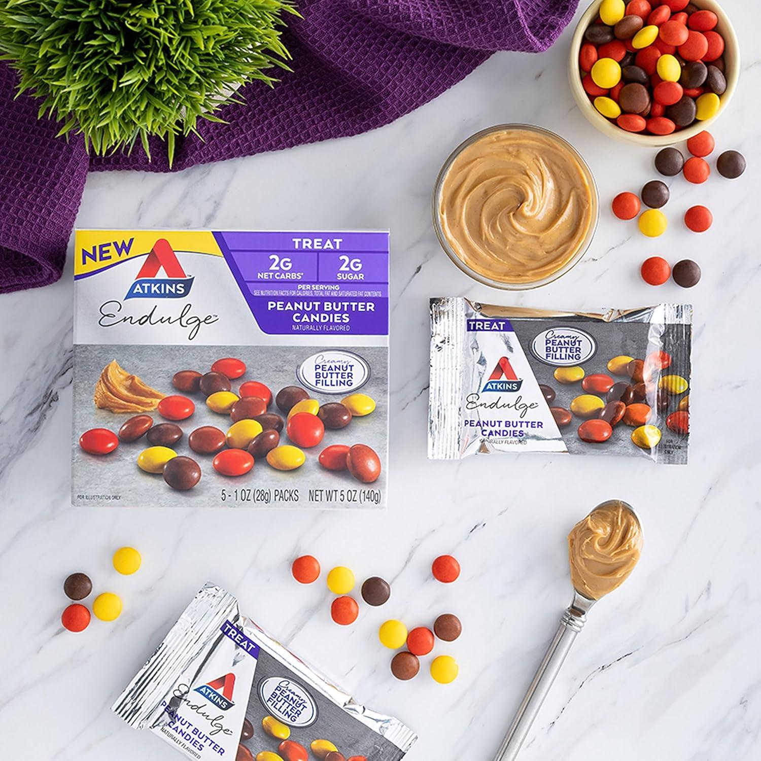 image:imageAtkins Endulge Treat Peanut Butter Candies 2g Net Carbs 2g Sugar Creamy Peanut Butter Filling Low Carb Low Sugar 4 Packs 5 Count EachPeanut Butter Candies