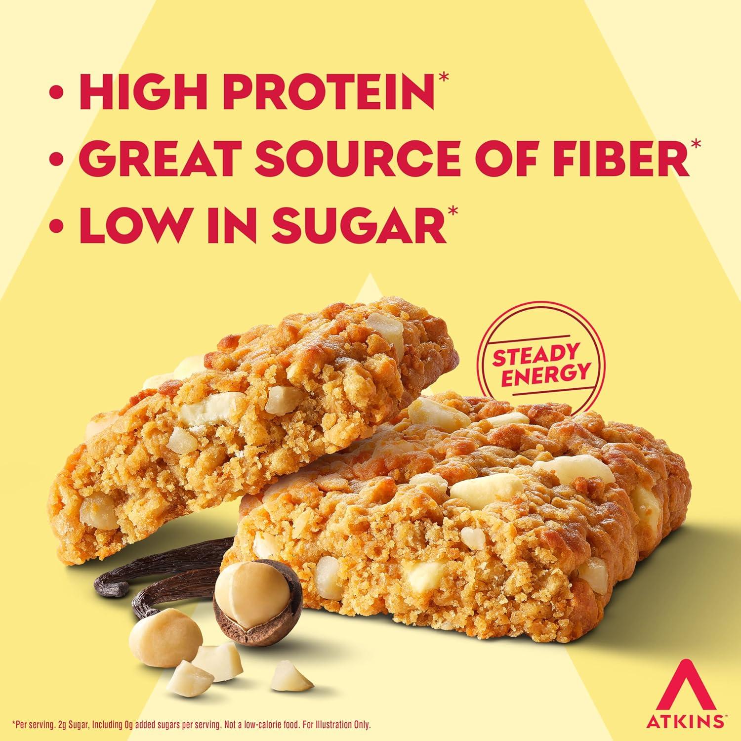 image:imageAtkins Soft Baked High Protein Bars Lemon Poppy Seed Flavor 15g Protein 4g Net Carbs 2g Sugar Keto Snacks Low Sugar Bars High Fiber Snacks 6 pack 4 bars eachVanilla Macadamia Nut