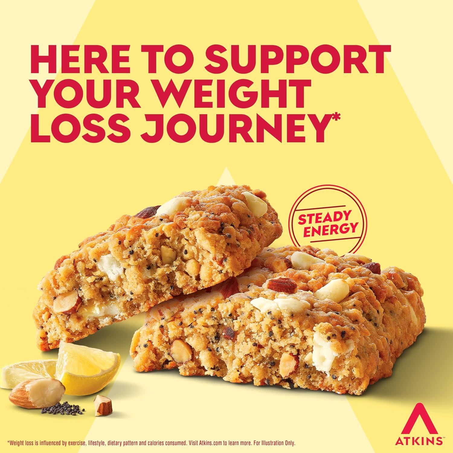 image:imageAtkins Soft Baked High Protein Bars Lemon Poppy Seed Flavor 15g Protein 4g Net Carbs 2g Sugar Keto Snacks Low Sugar Bars High Fiber Snacks 6 pack 4 bars eachLemon Poppyseed