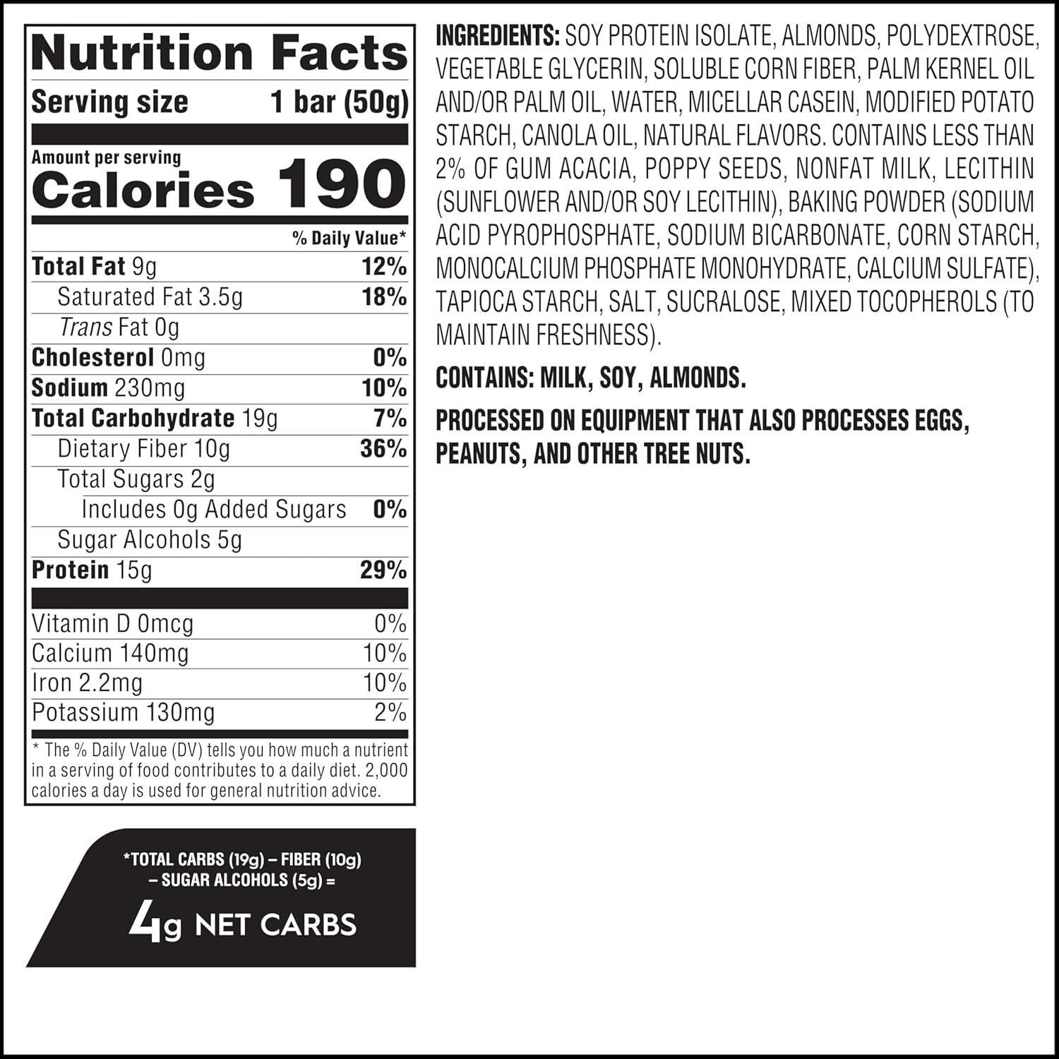 image:imageAtkins Soft Baked High Protein Bars Lemon Poppy Seed Flavor 15g Protein 4g Net Carbs 2g Sugar Keto Snacks Low Sugar Bars High Fiber Snacks 6 pack 4 bars eachLemon Poppyseed