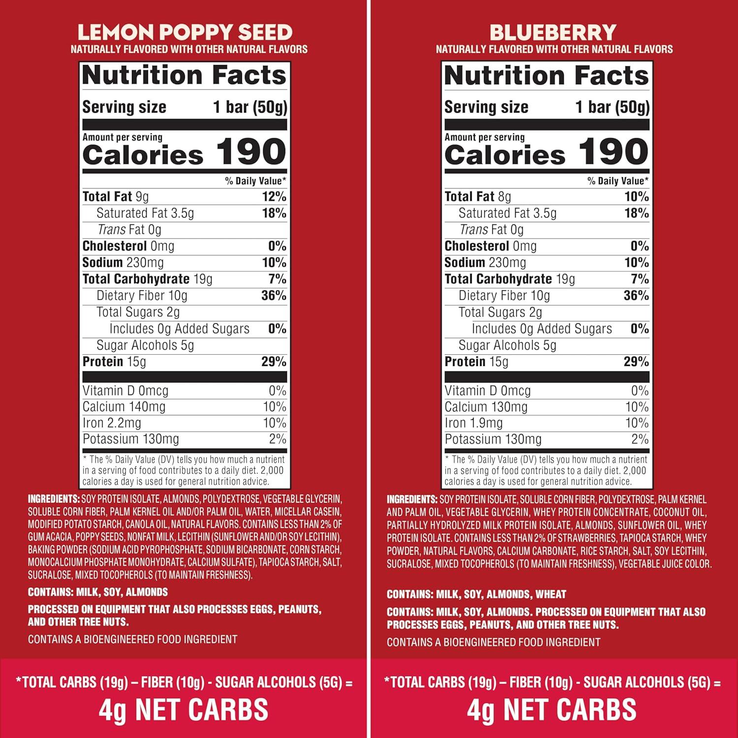 image:imageAtkins Soft Baked High Protein Bars Lemon Poppy Seed Flavor 15g Protein 4g Net Carbs 2g Sugar Keto Snacks Low Sugar Bars High Fiber Snacks 6 pack 4 bars eachBlueberry Lemon Poppyseed