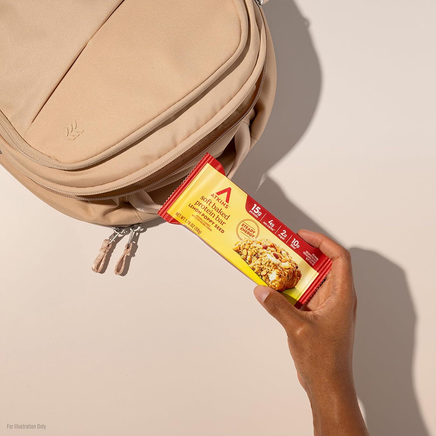 image:imageAtkins Soft Baked High Protein Bars Lemon Poppy Seed Flavor 15g Protein 4g Net Carbs 2g Sugar Keto Snacks Low Sugar Bars High Fiber Snacks 6 pack 4 bars eachLemon Poppyseed