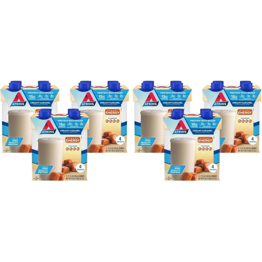 image:imageAtkins Atkins Energy Shake Creamy Caramel 4 Count Pack of 31 Fl Oz Pack of 24