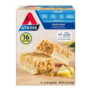 image:imageAtkins Caramel Chocolate Nut Roll Snack Bar Protein Snack  7g Protein 2g Sugar High Fiber Snack 16 CountLemon Bar
