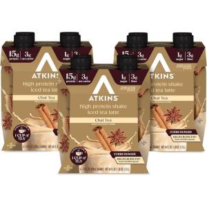image:imageAtkins Chai Tea Latte Flavored Protein Shake High Protein Shake Low Glycemic Low Carb Low Sugar Keto Friendly Gluten Free Ready to Drink Protein Shake 12 count 3 sets of 4Chai Tea Latte