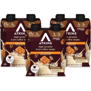 image:imageAtkins Chai Tea Latte Flavored Protein Shake High Protein Shake Low Glycemic Low Carb Low Sugar Keto Friendly Gluten Free Ready to Drink Protein Shake 12 count 3 sets of 4Caramel
