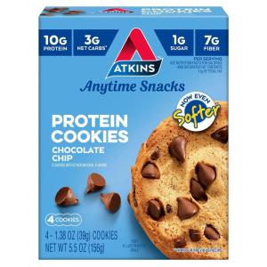 image:imageAtkins Chocolate Chip Protein Cookie Protein Dessert Rich in Fiber 3g Net Carb 1g Sugar Keto Friendly 4 CountChocolate Chip