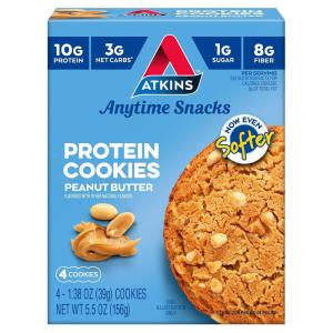 image:imageAtkins Chocolate Chip Protein Cookie Protein Dessert Rich in Fiber 3g Net Carb 1g Sugar Keto Friendly 4 CountPeanut Butter