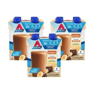 image:imageAtkins Dark Chocolate Royale Protein Shake High Protein Shakes Low Glycemic Low Carb and Low Sugar Chocolate Flavored Protein Shakes Keto Friendly 12 CountChocolate Banana