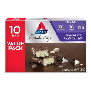 image:imageAtkins Endulge Caramel Nut Chew Bar Dessert Favorite 1g Sugar Good Source of Fiber 5 CountChocolate Coconut