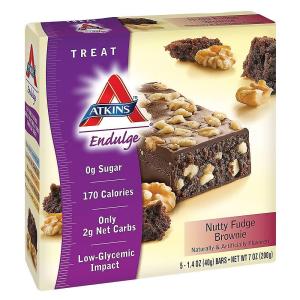 image:imageAtkins Endulge Caramel Nut Chew Bar Dessert Favorite 1g Sugar Good Source of Fiber 5 CountNutty Fudge Brownie