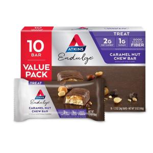 image:imageAtkins Endulge Caramel Nut Chew Bar Low Sugar Snack Dessert Bar High Fiber Bar 1g Sugar 10 Count10 Count Pack of 6
