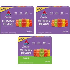 image:imageAtkins Endulge Gummy Bears Variety Pack Low Sugar Keto Friendly Candy 18 Pack 12 Sweet Gummy Bears 6 Sour Gummy Bears18 Count Pack of 1