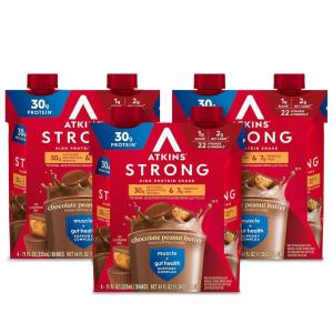 image:imageAtkins Strong High Protein Shake Chocolate Peanut Butter Flavor 30g Protein GLP1 Support Low Carb and Low Sugar Shake Keto Friendly Gluten Free Muscle and Gut Health Support 12 CountChocolate Peanut Butter
